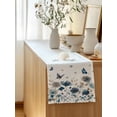 thumbnail image 5 of Table Runner 108 Inches Long for Kitchen Dining, Gray Blue Flowers Dresser Scarf Farmhouse, Dining Table Decorations for Wedding/Parties, Watercolor Floral Butterflies Spring 13 x 108 In, 5 of 8