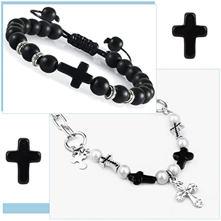 Black Synthetic Turquoise Cross Beads Mini Cross Beads Loose Spacer Bead