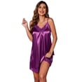 thumbnail image 2 of Ekouaer Women's Nightgown Satin Nightgowns for Women V-neck Lace Chemise Sleepwear Soft Lingerie for Women, 2 of 6