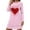 Pink, variant on Valentine's Pajamas for Women Heart Printed Long Sleeve Round Neck Lover Home Short Sleep Skirt