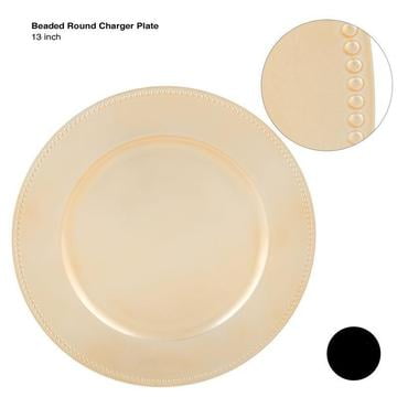 13&quot; Gold Beaded Round Plastic Charger Plate