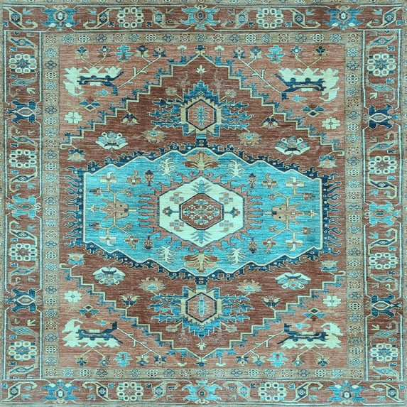 Ahgly Company Indoor Square Persian Light Blue Traditional Area Rugs, 5' Square