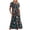 Multicolor, variant on Women's Fashionable Short Sleeve Round-Neck Loose Flowers Printed Color Long Dress