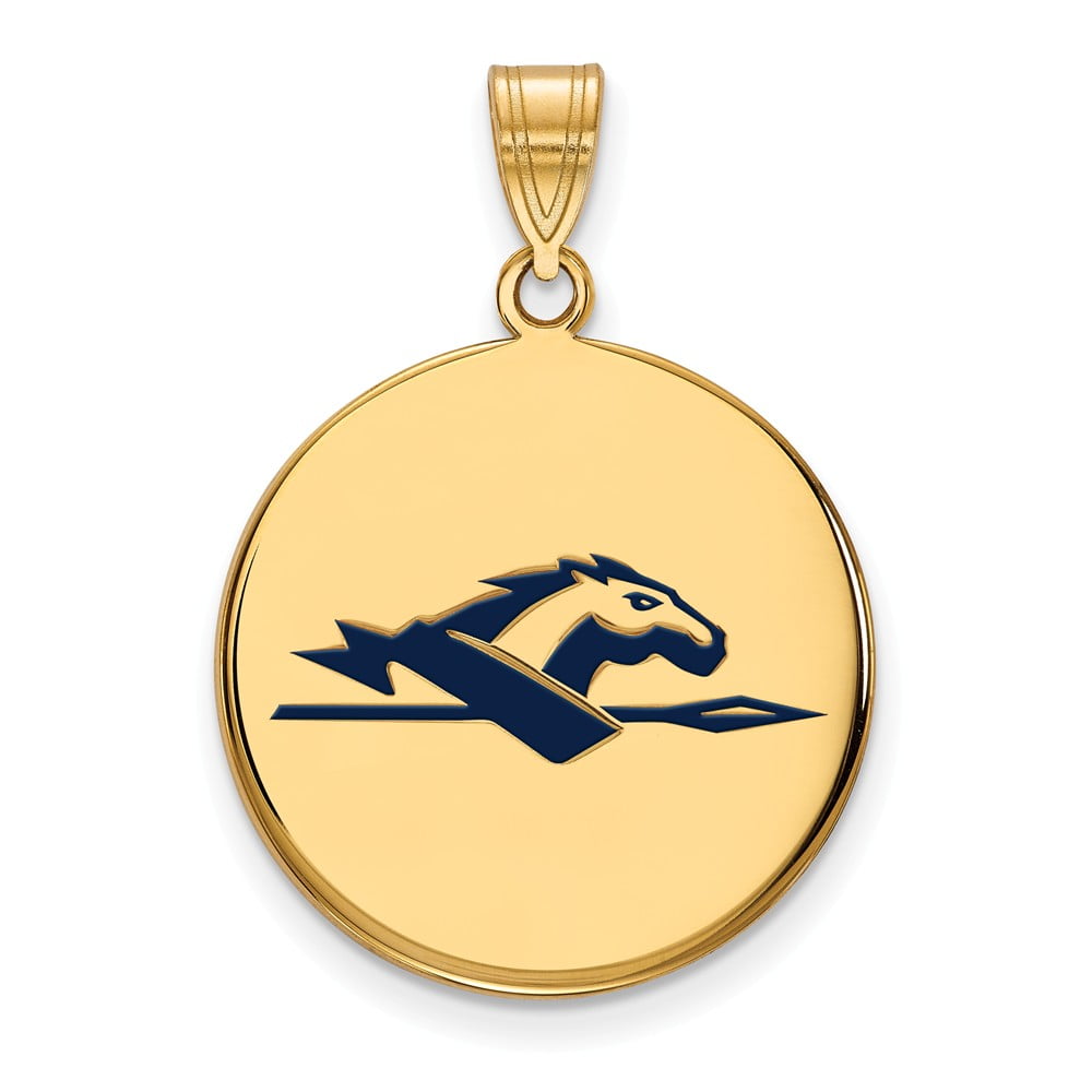 925 Sterling Silver Yellow Gold-Plated Official Longwood University Large Enamel Disc Pendant Charm 28mm x 21mm
