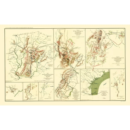 Texas Virginia Pennsylvania Georgia Battle Routes - Hotchkiss 1863 - 23 x 36.96