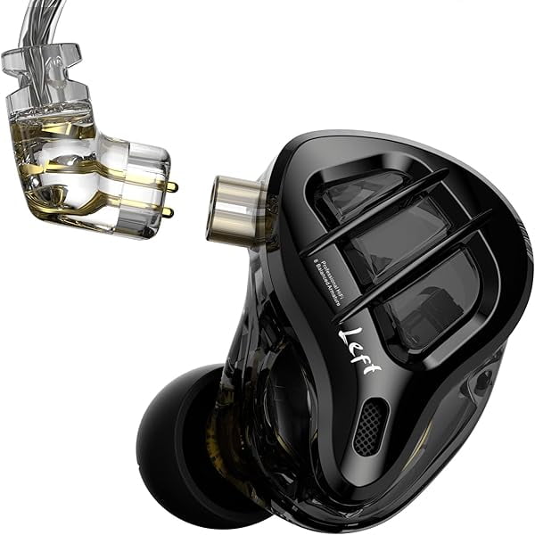 wonima11 KZ ZAR in-Ear Monitors Headphones 7BA+1DD Hybrid Drivers IEM Earphones,HiFi in-Ear Wired Earphones with 2Pin Detachable Silver-Plated Cable for Singers Drummer Musician (Without Mic,Black)