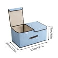 thumbnail image 2 of Cotton Linen Storage Box, Foldable Fabric Bin, Large 15.5 X 11 X 9.5 Inches, Double Lid Design for Underwear Storage, Debris Sorting, and Closet Organization, Light Blue, by FAJHHA, 2 of 7