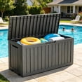 thumbnail image 7 of KAMEROUT 75 Gallon Resin Deck Box, Package Delivery Box with Lockable Lid, Waterproof Outdoor Storage Box For Garden Tools, Patio Cushions, Black, 7 of 7