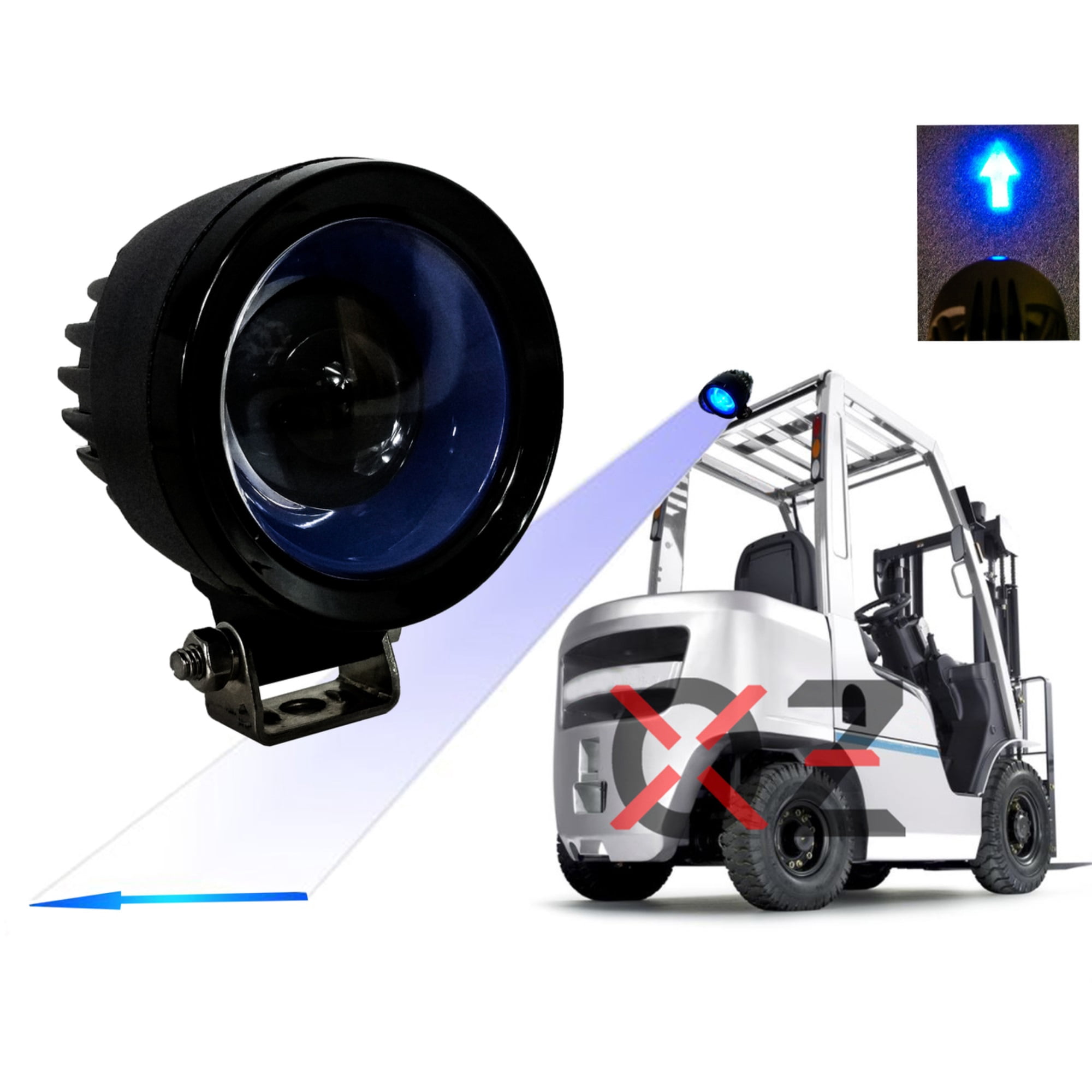 (W) Blue Arrow Forklift LED Light Warehouse Safety Warning Lamp Spot ...