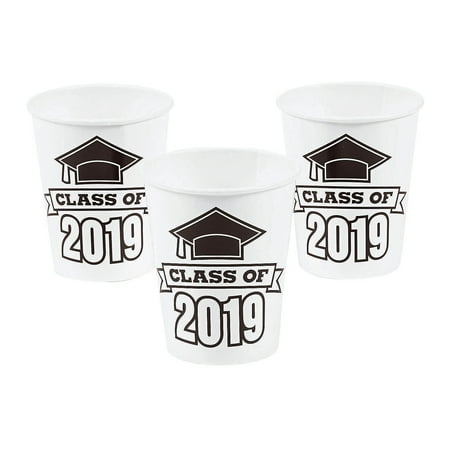 Fun Express - Class Of 2019 White 9oz Cups (25pc) for Graduation - Party Supplies - Print Tableware - Print Cups - Graduation - 25