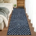 thumbnail image 2 of FairOnly Modern 2'x8'Runner Rug with Symmetrical Fine Lines Machine Washable Low Pile Non-Slip Geometric Rugs for Bedroom Kitchen,Blue, 2 of 7