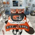 thumbnail image 2 of Erosebridal Football Cincinnati Bedding Sets, Soccer Sport Comforter Sets with Sheets, Orange Black Reversible Bed Sheets Set, Breathable Room Decoration, 7pcs, 2 of 6