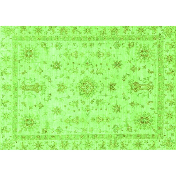Ahgly Company Indoor Rectangle Oriental Green Traditional Area Rugs, 7' x 9'