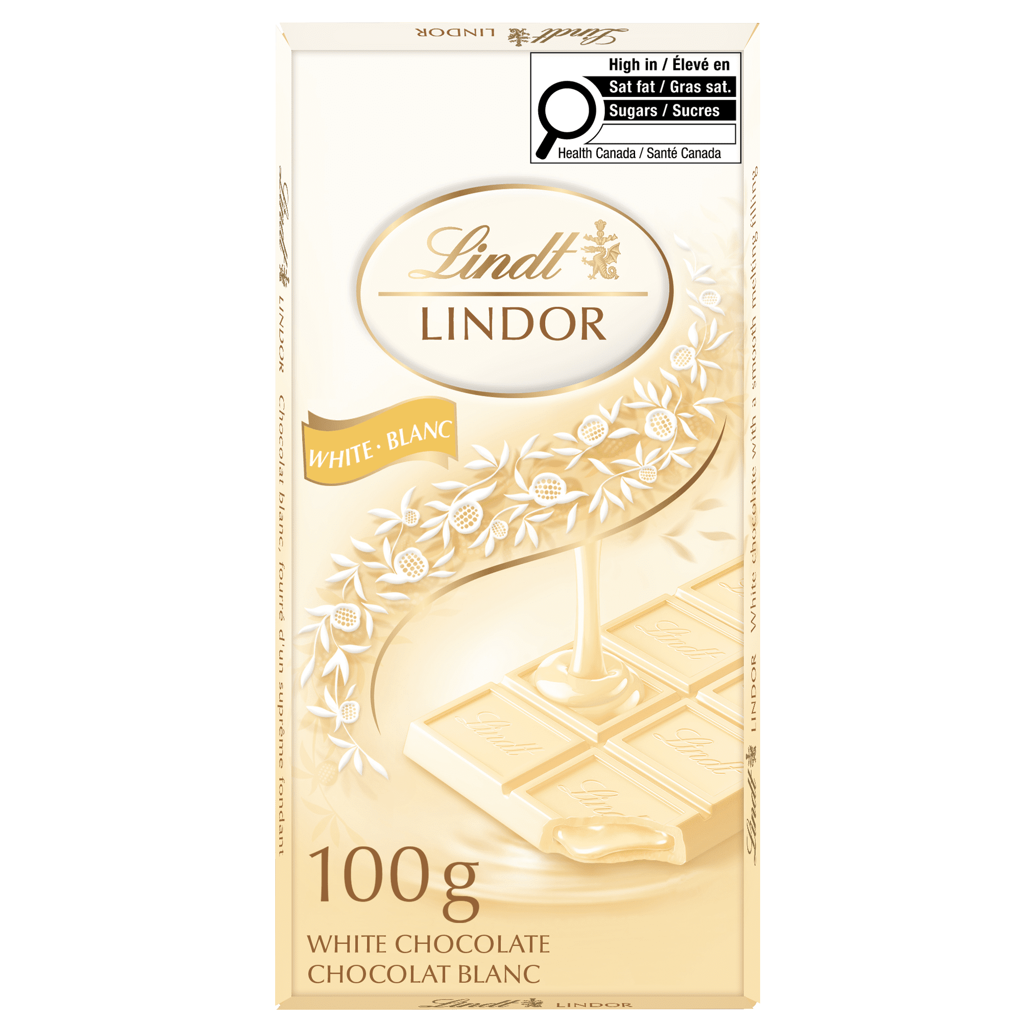 Lindt LINDOR White Chocolate Bar, 100 Grams, 100g Chocolate Tablets
