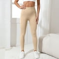 thumbnail image 4 of ManxiVoo Womens High Waisted Yoga Pants with Side Pockets Tummy Control Lifting Fit Workout Leggings S Size Light Yellow, 4 of 7