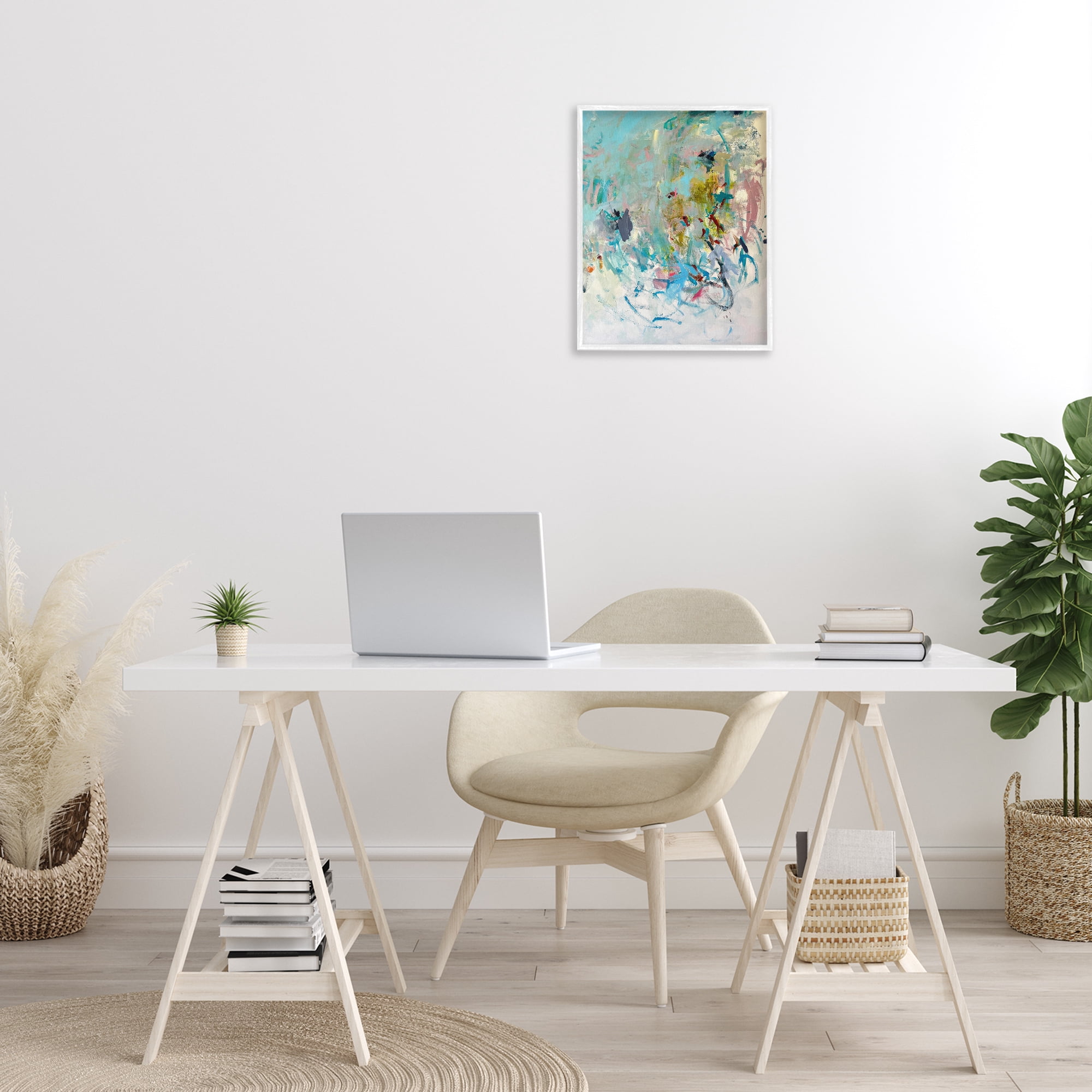 Stupell Industries Chaotic Ombre Scribble Abstract Painting White Framed Art Print Wall Art, 16 x 20