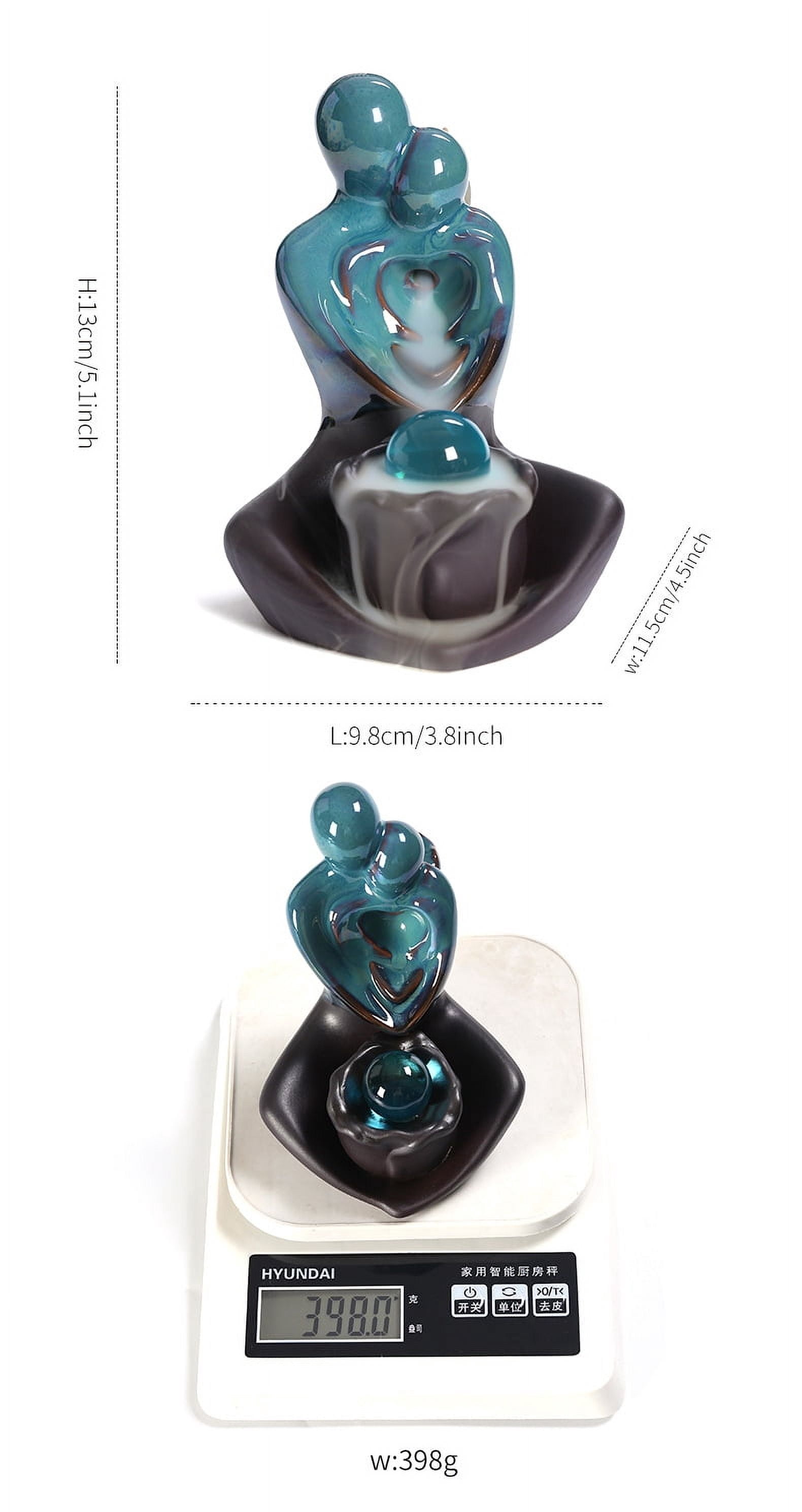 Couple Hug Love Statue Waterfall Incense Burner Handicraft Smoke Incense Holder Ornament for Yoga Room Decor,Valentine's Day Gift