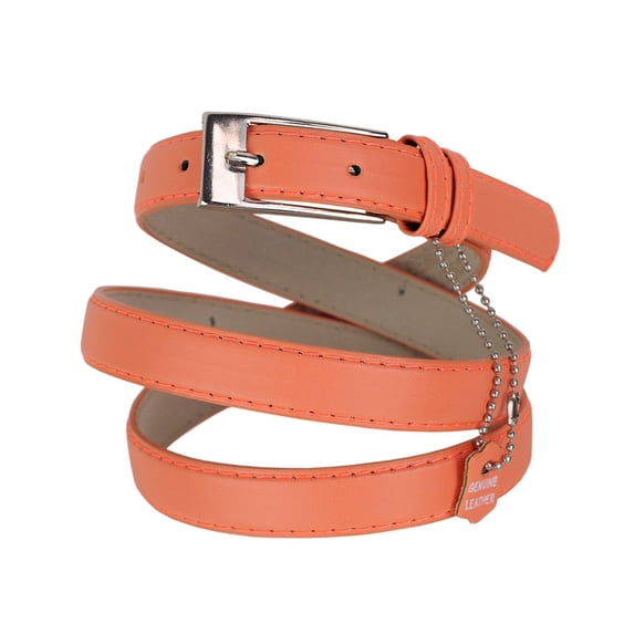 NYFASHION101 Women's Classy Skinny Bonded Leather Casual Belt with Shiny Buckle (XL (42"-46"), Peach)