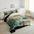 thumbnail image 3 of jejeloiu Chic Natural Scenery Bedding Comforter Set,Ink Painting Aesthetic Twin Comforter Sets,Teal Orange Bedding Set For Adult,Super Cozy Room Decor Reversible,2 Pieces, 3 of 8