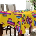 thumbnail image 3 of Mesican Stripe Cactus Yellow Rectangle Tablecloth, Dust Proof Anti Wrinkle Wipeable Table Cloth Tabletop for of Dinner Kitchen Wedding Holiday Party 54"x72" Home Decor, 3 of 7
