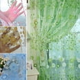 thumbnail image 4 of Curtain Window Curtain Translucent Floral Pattern Room Decor Pastoral Balcony Valance for Home Office Cafe Blue, 4 of 5