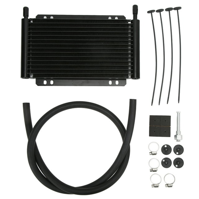 Enfriador de aceite de aluminio negro de 15 filas, enfriador de aceite de transmisión de baja presión para camionetas, furgonetas, remolques de viaje Jadeshay A