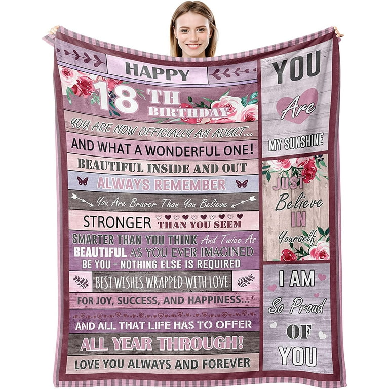  18th Birthday Gifts for Girls Throws Blankets 60X50 - Gifts  for 18 Year Old Girl - 18 Year Old Girl Birthday Gifts Ideas - Happy 18th Birthday  Gift for Daughter 