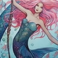 thumbnail image 6 of HAOXIT Mermaid Tablecloth, Cartoon Mermaid in Sea of Greek Female with Tail of Fish Image, Dining Room Kitchen Round Table Cover, 6 of 8