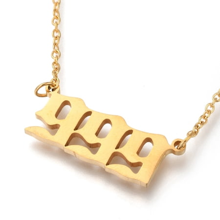 1pc Stainless Steel Pendant Necklaces with Cable Chains Number Golden Num.9 17.51 inch(44.5cm) Number 9: 2.65x1.05x0.15cm