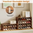 thumbnail image 2 of Costway 6 PCS Stackable Shoe Rack 31-Inch Horizontal Organizer 2-tier StorageShelf Brown, 2 of 9