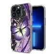 thumbnail image 2 of For Apple iPhone 14 Plus (6.7") Hybrid Trendy Image Patterns Design Transparent Hard Back Shockproof TPU Rubber Phone Case Cover by Xpression - Purple Butterfly, 2 of 8