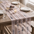thumbnail image 5 of Sm:)e Light Pink Poppy Gauze Embroidery Table Runner 120 Inches (10 Feet), Seasonal Sheer Decor for Kitchen & Dining Spaces, Ideal for Holidays, Weddings, Birthdays & Home Parties, 5 of 8