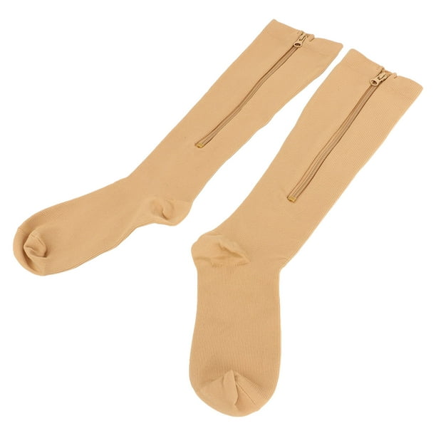 Calcetines de compresión con cremallera y punta cerrada para mujer, medias de compresión hasta la rodilla, Color piel S/M, 1 par, 15-20mmHg | Bodega Aurrera en línea