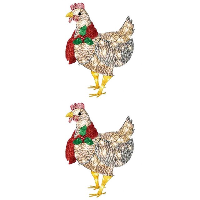 2 Piezas de Pollo con Bufanda, Accesorio Decorativo de Navidad, Patio, Patio CUTICAT Figuras decorativas de patio