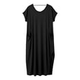 thumbnail image 5 of Guluxicc Women's Plus Size Dresses Summer Casual Loose Pocket Short Sleeve Slits Long Maxi Dress Trendy Wear, 5 of 5