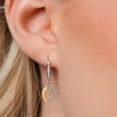 thumbnail image 3 of Gem Stone King 10K Yellow Gold and 925 Sterling Silver White Lab Grown Diamond Initial Letter Charm Leverback Dangling Earrings for Women by Keren Hanan, 3 of 6