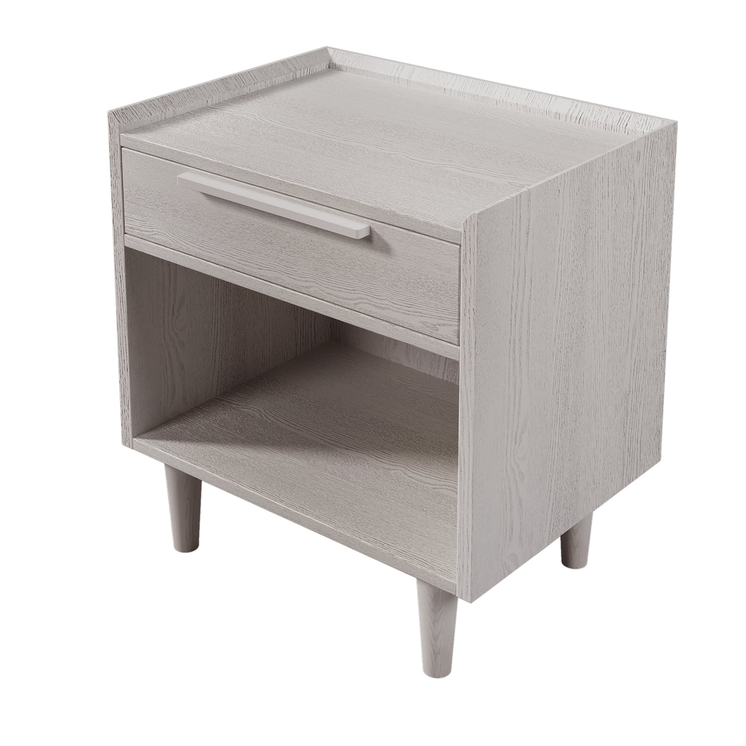 Kepooman Modern Style Manufactured Wood One-Drawer Nightstand with Solid Wood Legs, Bedside Cabinet with Wood Top for Living Room Bedroom Hallway Nursery, Stone Gray Kepooman Modern Style Manufactured Wood One-Drawer Nightstand with Solid Wood Legs, Bedside Cabinet with Wood Top for Living Room Bedroom Hallway Nursery, Stone Gray