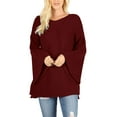 thumbnail image 2 of Daisy Del Sol Womens Warm Long Bell Sleeve Chunky Thick Knit Oversized Loose Fit High Boat Neck Tunic Pullover Sweater, 2 of 7