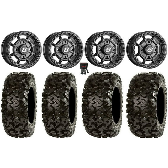 Sedona Rift 14" Wheels Black 27" Rip Saw Tires Can-Am Commander Maverick Renegade Outlander Defender