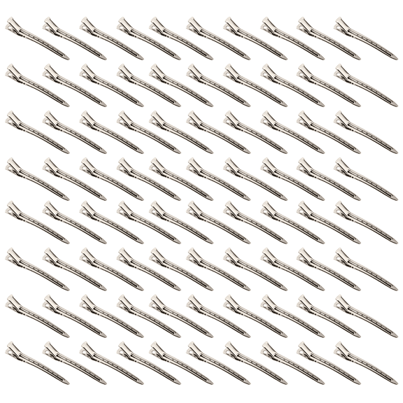 Single Prong Pin-Up Salon Hair Setting Clips, Silver, 80 Count