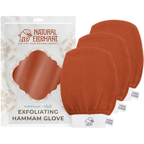 Natural Elephant Exfoliating Hammam Glove (Burnt Orange (Pack of 3))