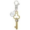 thumbnail image 2 of Delight Jewelry Goldtone Trefoil Key with Crystals - Silvertone Clip on Charm with Clear Crystal Drop, 2 of 4