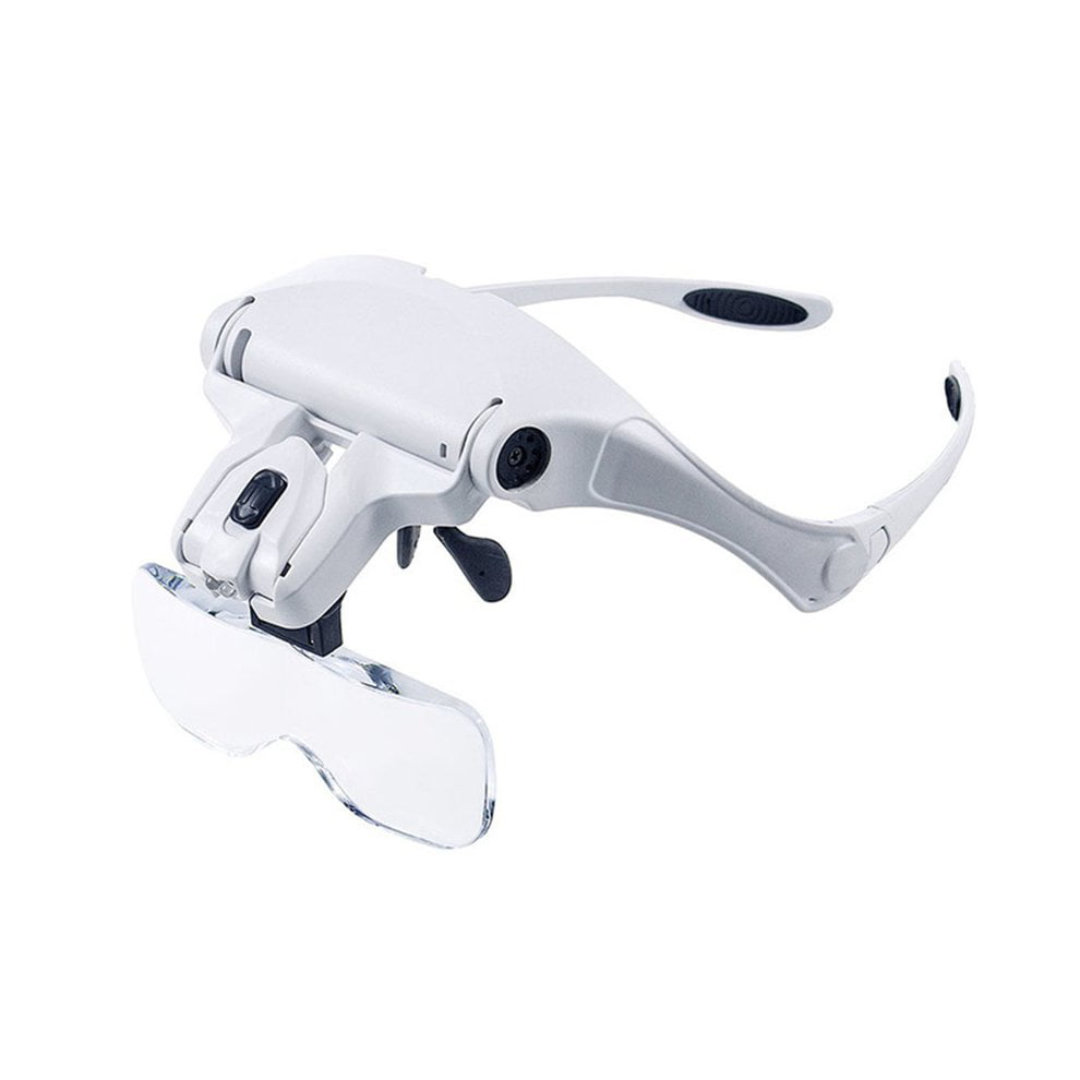 5 Lens Loupe Eyewear Magnifier with Led Lights Lampinterchangeable Lens 1.0X/1.5X/2.0X/2.5X/3.5X Wearing Magnifying Glasses 