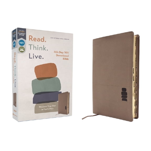 Niv, Read. Think. Live., Leathersoft, Brown, Thumb Indexed, Comfort Print: 365-Day NIV Devotional Bible - Discover Your , (Hardcover)
