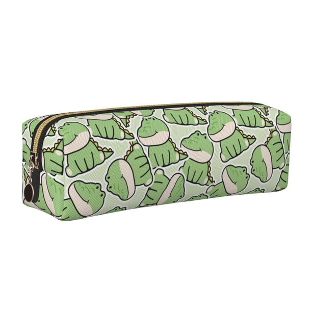 Balery Cute Crocodile Estuche de Lápices de Cuero Impreso, Estuche para Suministros de Arte, Estuche de Lápices con Cremallera, Estuche de Almacenamiento de Papelería
