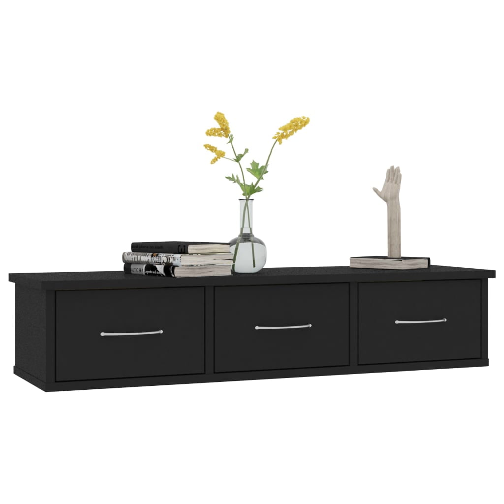 Kepooman Modern Display Shelf, Wall Mounted Shelf for Home, Display Storage Unit with 2 Drawers, Black Kepooman Modern Display Shelf, Wall Mounted Shelf for Home, Display Storage Unit with 2 Drawers, Black