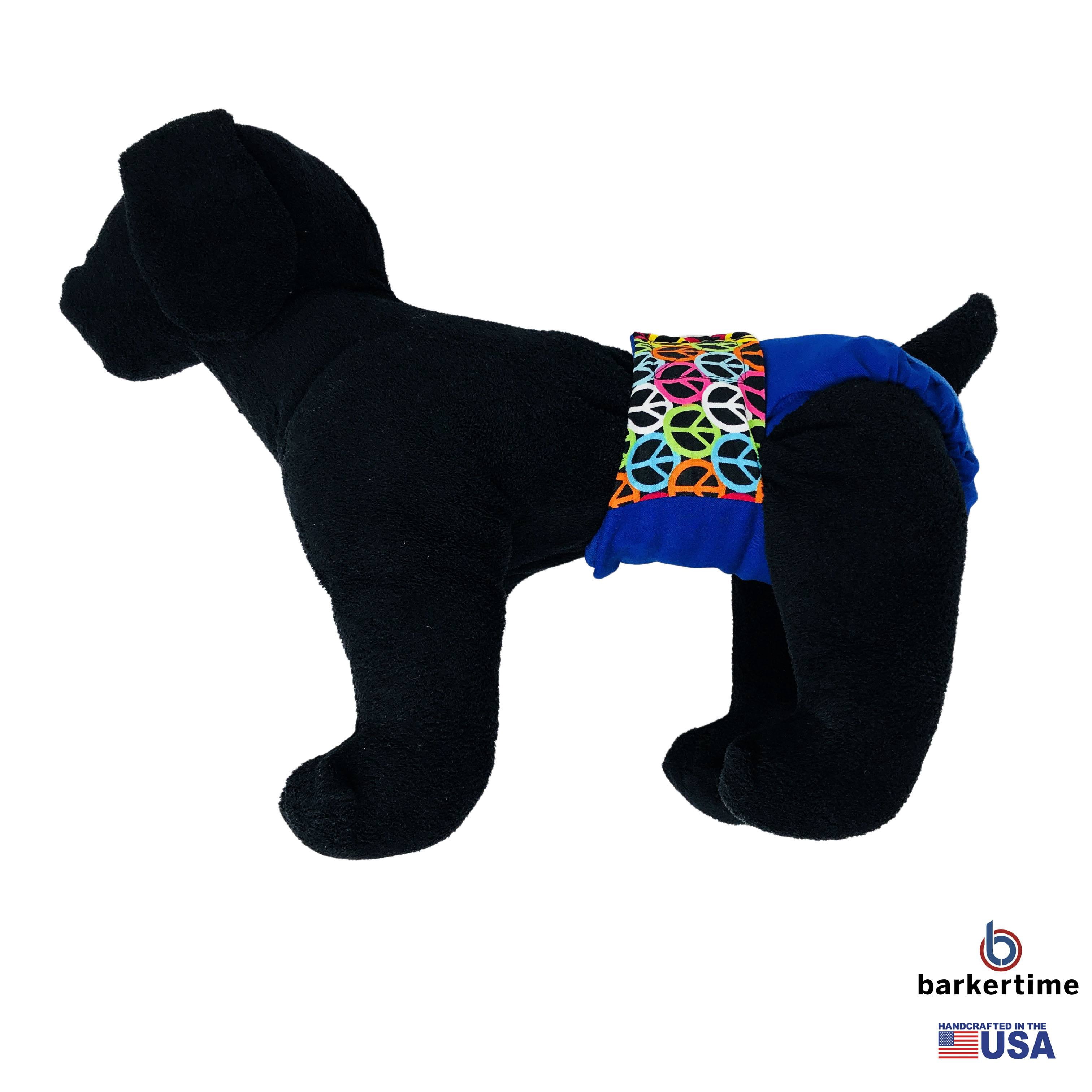Barkertime Love Peace on Blue Dog Diaper