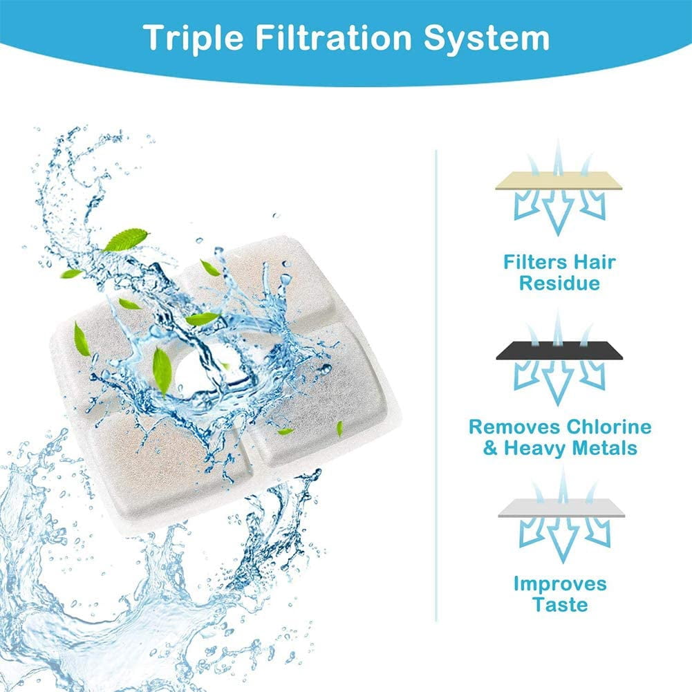 Allxin Pet Fountain Filters Replacement for 84oz/2.5L Automatic Cat Water Fountain Dog Water Dispenser, Ion Exchange Resin and Coconut Activated Carbon Replacement Filter 16packs