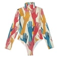thumbnail image 2 of Colorful Hands Women's Mock Turtle Neck Long Sleeve Tops Bodysuit Jumpsuit One Piece Leotards Shirt, 2 of 8