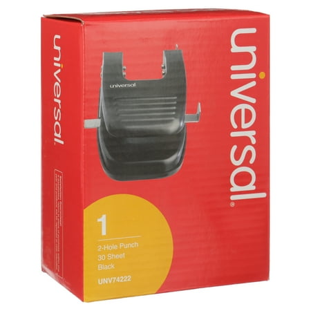 Universal 30-Sheet Two-Hole Punch, 9/32" Holes, Black -UNV74222